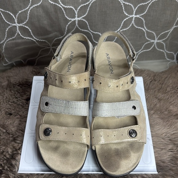 (S3) Aravon Women's Power Comfort Three Strap Heeled Sandals, Size 11 - Picture 4 of 11